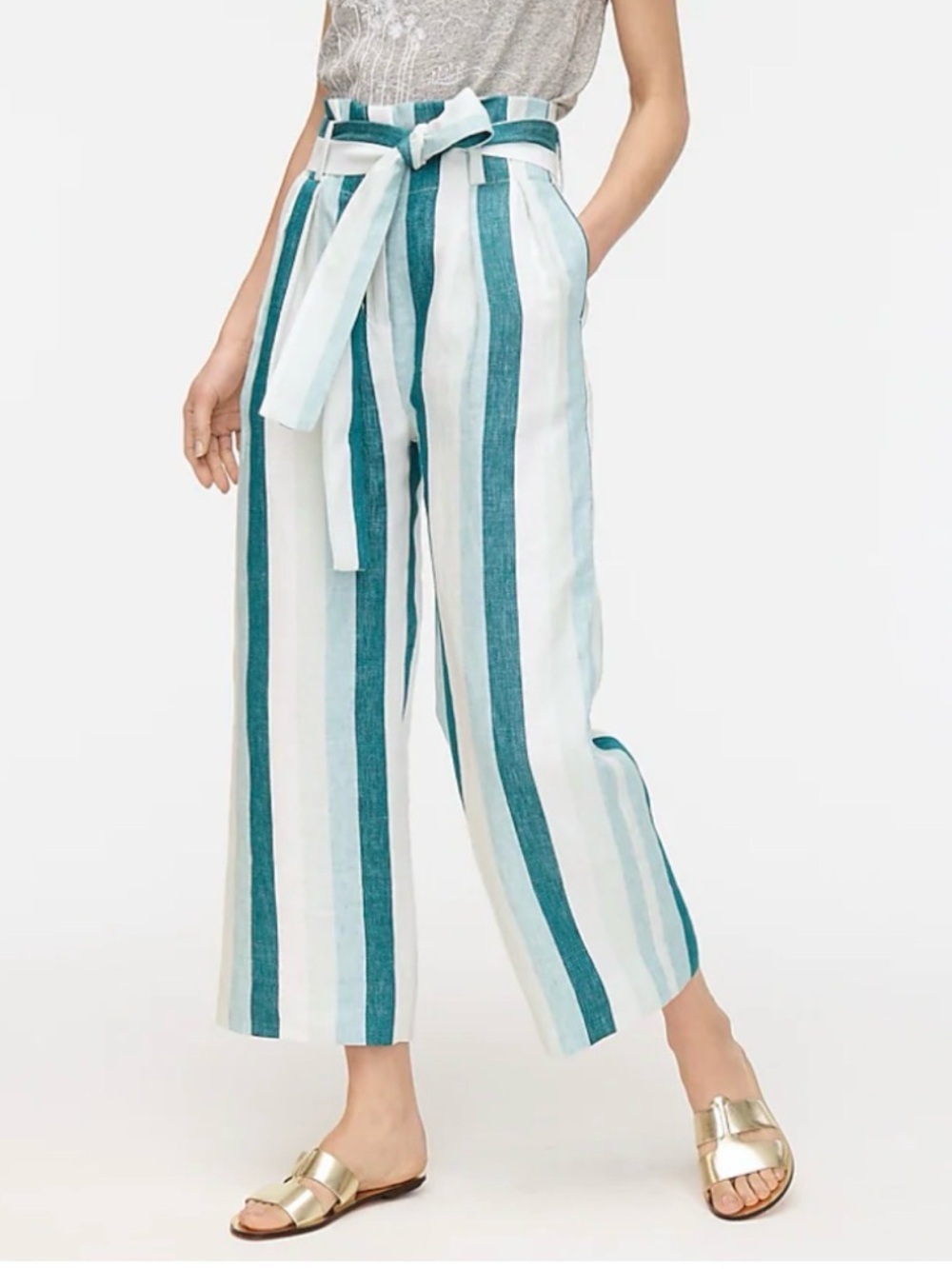 J. Crew linen cabana stripe crop pants - Picture 2 of 9